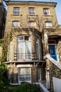 LONDON, UK - April, 13: English house with white lace curtains