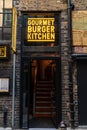 LONDON, UK - APRIL 1, 2019: Gourmet Burger Kitchen, Shopfront, Entrance, Restaurant in London