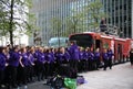 LONDON, UK - APRIL 13, 2014 - London Marathon in Canary Wharf Supportive chorus