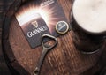LONDON, UK - APRIL 27, 2018: Original glass of Guinness draught