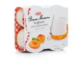 LONDON, UK - APRIL 01, 2020: Pack of Bonne Maman Yoghurt with an apricot layer on white