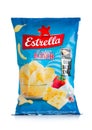 LONDON, UK - APRIL 15, 2019: Pack of Estrella American Ranch potato crisps chips with cheese on white background