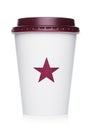 LONDON, UK - APRIL 15, 2019: Pret a Manger Coffee Paper Cup from the famous coffee shop chain with logo in the middle on white Royalty Free Stock Photo