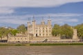 Tower of London along the river Thames.