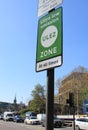 ULEZ sign, London, UK - April 9 2019: ULEZ Ultra low emission zone new charge London prepare for new Ultra Low Emission Zone ULEZ Royalty Free Stock Photo