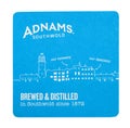 LONDON, UK - AUGUST 22, 2018: Adnams beer beermat coaster isolated on white background.