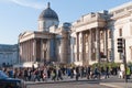 London, UK - August 20 2019: Crowd of people, tourists, in square in front of National gallery Royalty Free Stock Photo