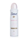 LONDON, UK - AUGUST 18, 2019: Dove powder soft moisturizing cream on white. No alcohol antiperspirant