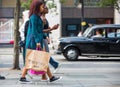 Lots of people walking in Oxford street, the main destination of Londoners for shopping. Modern life concept. London Royalty Free Stock Photo