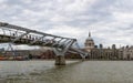 London, UK - August 8, 2016: The Millennium bridge and St Pauls cathedral Royalty Free Stock Photo