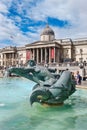 Trafalgar Square and the National Gallery in London on a summer day Royalty Free Stock Photo