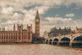 London, UK. Big Ben in Westminster Palace on River Thames Royalty Free Stock Photo
