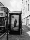 Bus stop in London black and white Royalty Free Stock Photo