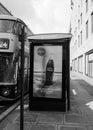 Bus stop in London black and white Royalty Free Stock Photo