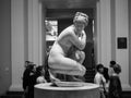 Venus Aphrodite statue at British Museum in London, black and wh Royalty Free Stock Photo