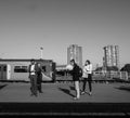 Clapham Junction station in London, black and white Royalty Free Stock Photo