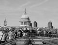 Millennium Bridge in London, black and white Royalty Free Stock Photo