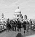 Millennium Bridge in London, black and white Royalty Free Stock Photo