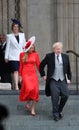 London, UK - 06.03.2022: Conservatives Boris Johnson, Liz Truss and Carrie Johnson leaves st Pauls cathedral after platinum jubile