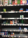 Coronavirus covid-19 panic buying leaves shelves in shops and supermarkets bare this in supermarket in