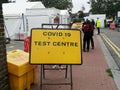 London, UK - 21/9/2020: Covid-19 coronavirus test centre road sign in North London