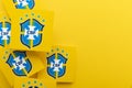 LONDON, UK - December 2022: Brazil national football team logo Brazilian football confederation emblem badge Royalty Free Stock Photo