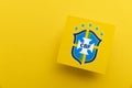 LONDON, UK - December 2022: Brazil national football team logo Brazilian football confederation emblem badge Royalty Free Stock Photo