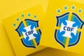 LONDON, UK - December 2022: Brazil national football team logo Brazilian football confederation emblem badge Royalty Free Stock Photo