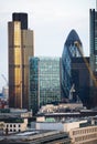 City of London at sunset. Famous skyscrapers City of London business and banking aria view at dusk. London, UK Royalty Free Stock Photo