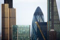 City of London at sunset. Famous skyscrapers City of London business and banking aria view at dusk. London, UK Royalty Free Stock Photo