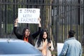 Demonstrators protesting in support of Indian farmers