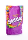 LONDON, UK -DECEMBER 07, 2017: Skittles Candy Pack Wild Berry on white. Skittles is a brand of fruit flavoured sweets.