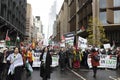 Thousands attend Pro-Palestinian protest. Pro Palestine rally march through the city