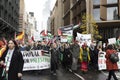 Thousands attend Pro-Palestinian protest. Pro Palestine rally march through the city