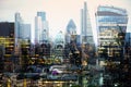 Walkie-talkie building and Canary Wharf banking and office aria at the background. London, UK Royalty Free Stock Photo