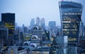 Walkie-talkie building and Canary Wharf banking and office aria at the background. London, UK Royalty Free Stock Photo