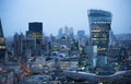 Walkie-talkie building and Canary Wharf banking and office aria at the background. London, UK Royalty Free Stock Photo