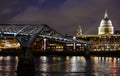 London, UK: St Paul\'s Cathedral and the Millennium Bridge Royalty Free Stock Photo