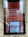 London, UK -14. 04.23: Emergency phone alert for smartphone after poster. Illustrative editorial taken - April 14, 2023.