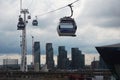 LONDON, UK  Emirates cable car crosses the Thames from Excel centre to the O2 Royalty Free Stock Photo
