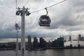 LONDON, UK  Emirates cable car crosses the Thames from Excel centre to the O2 Royalty Free Stock Photo