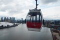 LONDON, UK  Emirates cable car crosses the Thames from Excel centre to the O2 Royalty Free Stock Photo