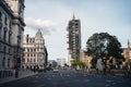 Almost empty Parliament Square on sunny Sunday