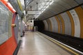 London, UK: empty platform at Baker Street tube station, on the Circle line Royalty Free Stock Photo