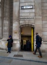 London, UK: An entrance to Bank Underground Station on Threadneedle Street in the City of London Royalty Free Stock Photo