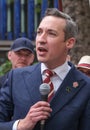 Equity General Secretary Paul W. Fleming speaking at a rally in support of SAG-AFTRA in London, UK.