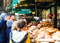 London, UK/Europe; 23/1/2019: Bread and pastries in a bakery stall in Borough Market, London