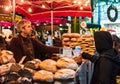 London, UK/Europe; 23/1/2019: Fresh baked bread in a bakery stall in Borough Market, London Royalty Free Stock Photo