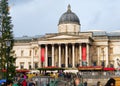 London, UK/Europe; 20/12/2019: The National Gallery in Trafalgar Square. Christmas in London Royalty Free Stock Photo