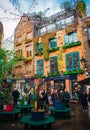 London, UK/Europe; 20/12/2019: Neal`s Yard, a small alley with colorful buildings and facades in the district of Covent Garden in Royalty Free Stock Photo